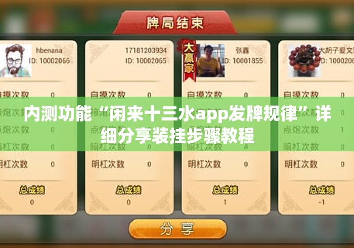 内测功能“闲来十三水app发牌规律”详细分享装挂步骤教程
