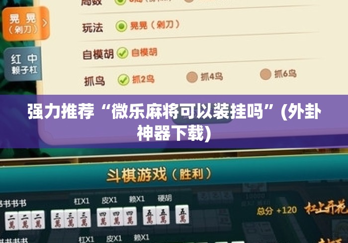 强力推荐“微乐麻将可以装挂吗	”(外卦神器下载)
