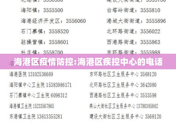 海港区疫情防控:海港区疾控中心的电话 海港区疫情防控:海港区疾控中心的电话