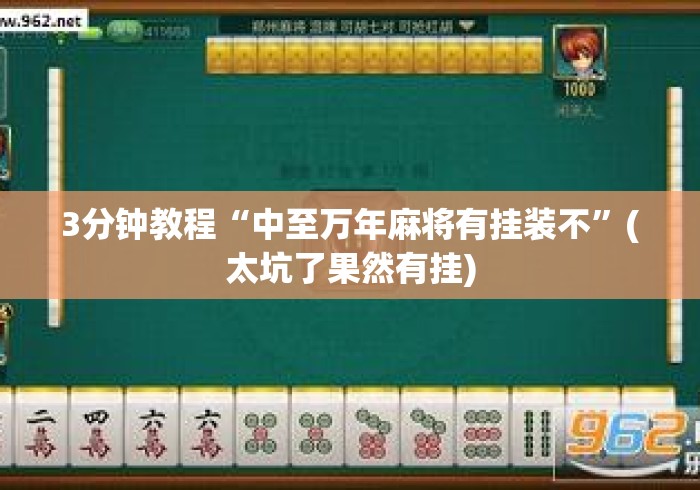 3分钟教程“中至万年麻将有挂装不”(太坑了果然有挂)