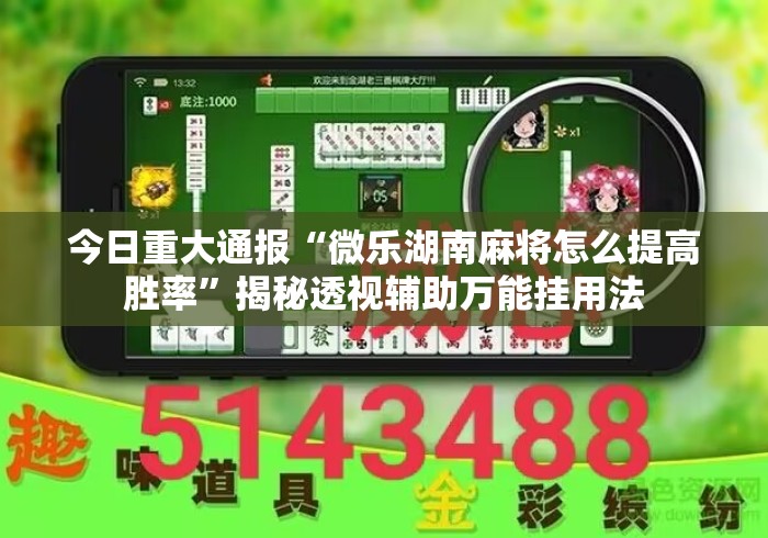 今日重大通报“微乐湖南麻将怎么提高胜率	”揭秘透视辅助万能挂用法