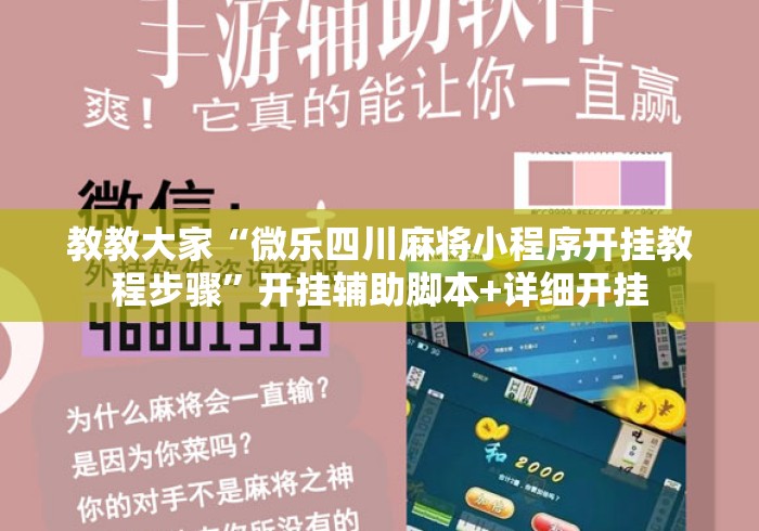 教教大家“微乐四川麻将小程序开挂教程步骤”开挂辅助脚本+详细开挂