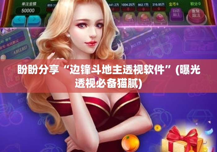 盼盼分享“边锋斗地主透视软件”(曝光透视必备猫腻)