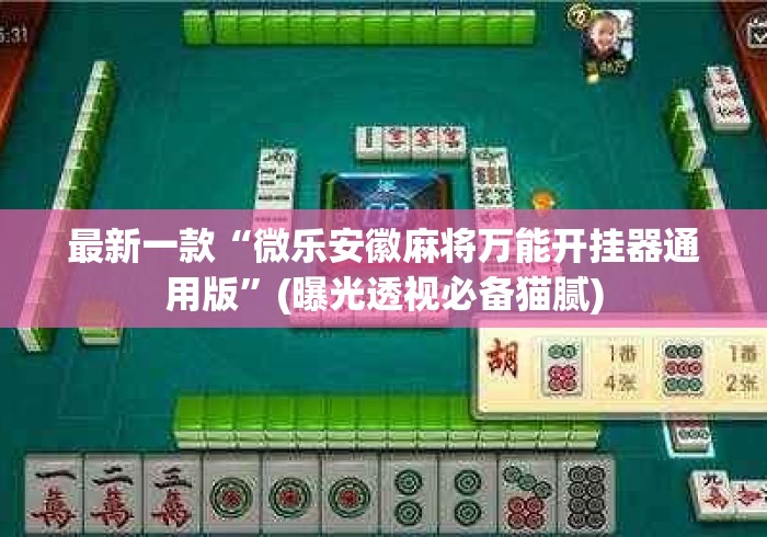 最新一款“微乐安徽麻将万能开挂器通用版	”(曝光透视必备猫腻)