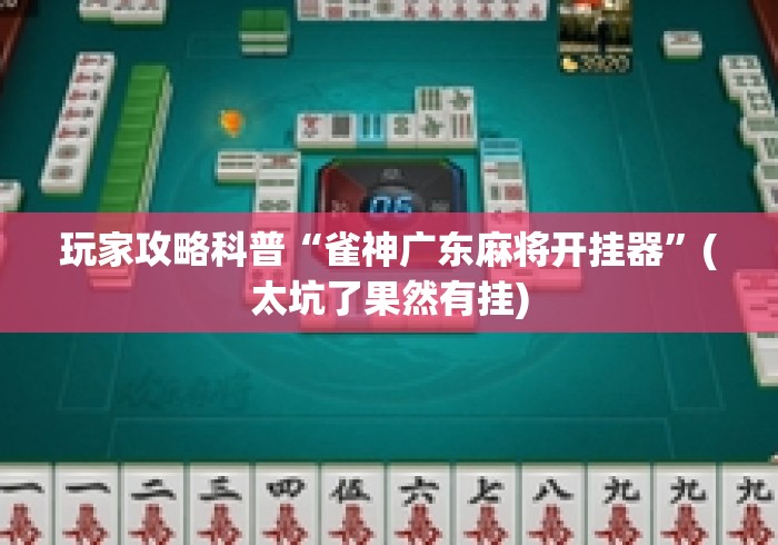 玩家攻略科普“雀神广东麻将开挂器	”(太坑了果然有挂)