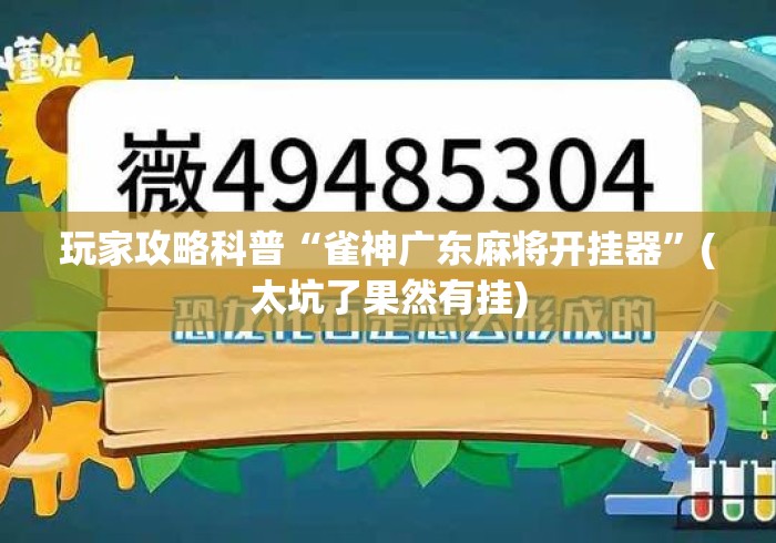 玩家攻略科普“雀神广东麻将开挂器”(太坑了果然有挂)
