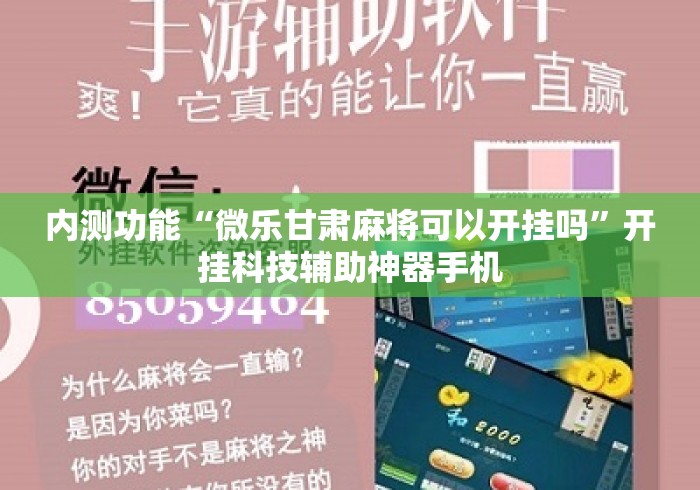 内测功能“微乐甘肃麻将可以开挂吗	”开挂科技辅助神器手机