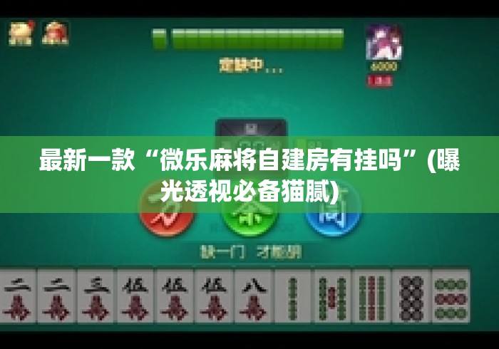 最新一款“微乐麻将自建房有挂吗	”(曝光透视必备猫腻)