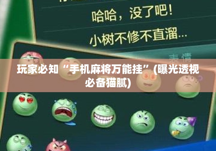 玩家必知“手机麻将万能挂	”(曝光透视必备猫腻)