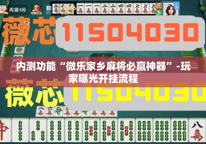 内测功能“微乐家乡麻将必赢神器”-玩家曝光开挂流程