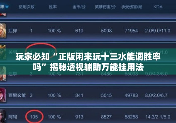 玩家必知“正版闲来玩十三水能调胜率吗”揭秘透视辅助万能挂用法