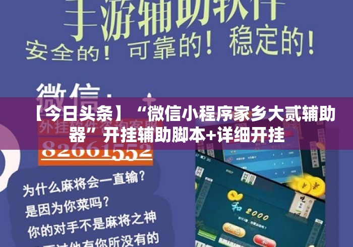 【今日头条】“微信小程序家乡大贰辅助器”开挂辅助脚本+详细开挂