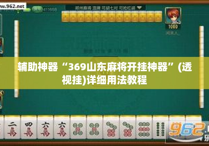 辅助神器“369山东麻将开挂神器”(透视挂)详细用法教程
