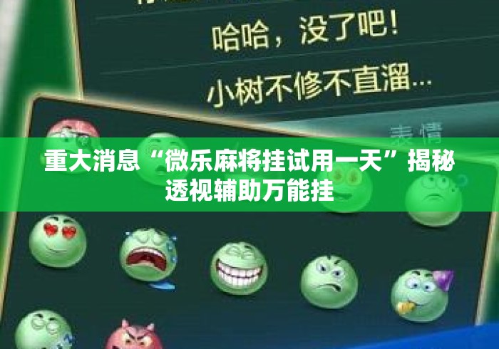 重大消息“微乐麻将挂试用一天”揭秘透视辅助万能挂