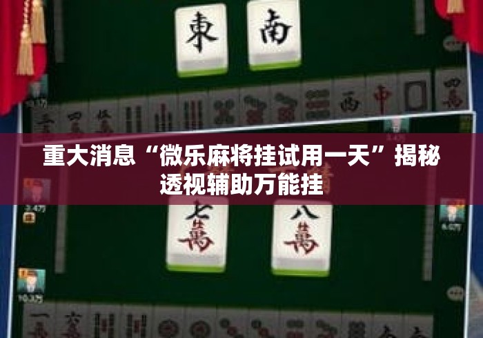 重大消息“微乐麻将挂试用一天”揭秘透视辅助万能挂