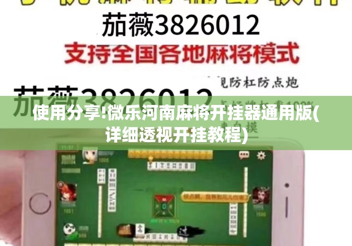 使用分享!微乐河南麻将开挂器通用版(详细透视开挂教程) 使用分享!微乐河南麻将开挂器通用版(详细透视开挂教程)