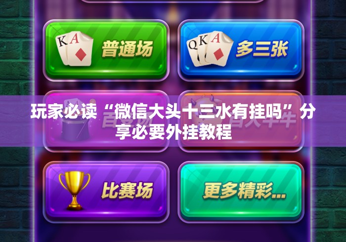 玩家必读“微信大头十三水有挂吗”分享必要外挂教程