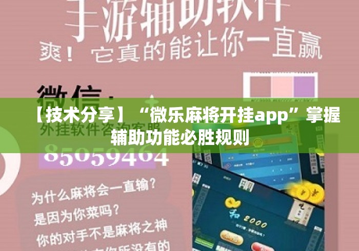 【技术分享】“微乐麻将开挂app	”掌握辅助功能必胜规则