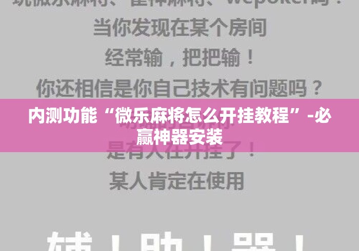 内测功能“微乐麻将怎么开挂教程”-必赢神器安装