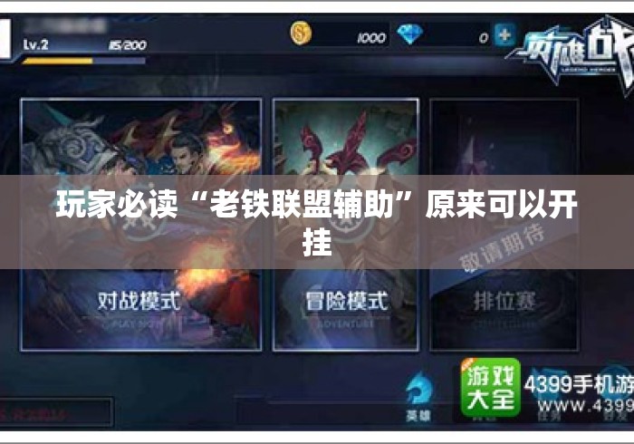 玩家必读“老铁联盟辅助”原来可以开挂