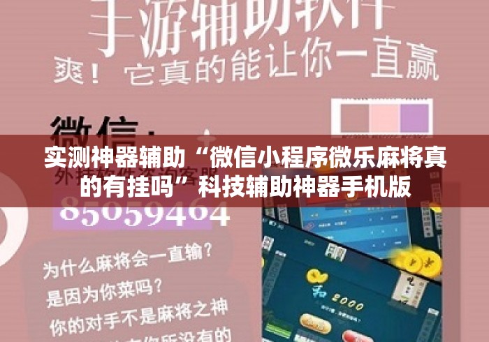 实测神器辅助“微信小程序微乐麻将真的有挂吗”科技辅助神器手机版