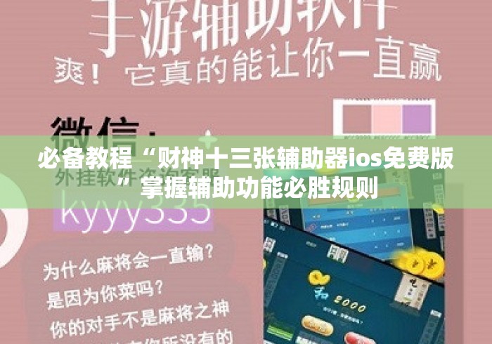 必备教程“财神十三张辅助器ios免费版	”掌握辅助功能必胜规则