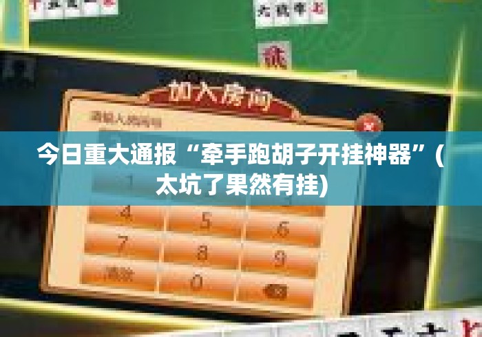 今日重大通报“牵手跑胡子开挂神器”(太坑了果然有挂)