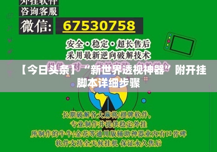 【今日头条】“新世界透视神器	”附开挂脚本详细步骤