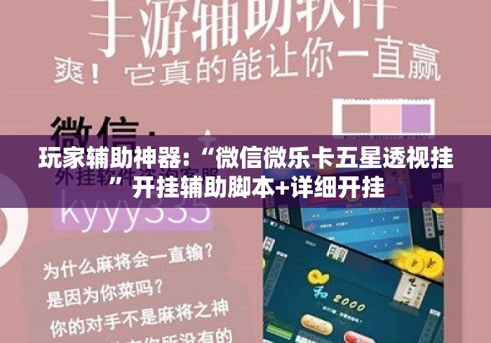 玩家辅助神器:“微信微乐卡五星透视挂”开挂辅助脚本+详细开挂