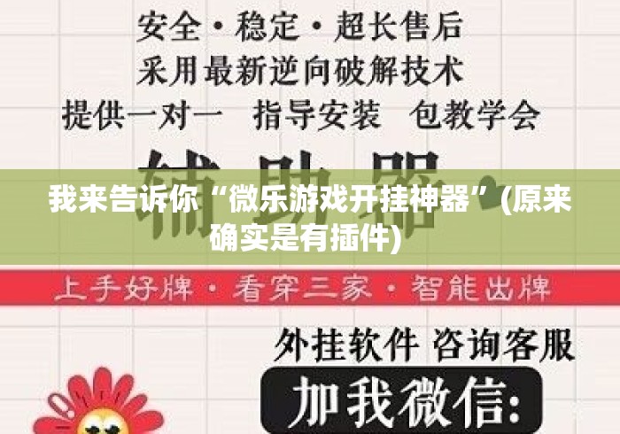 我来告诉你“微乐游戏开挂神器	”(原来确实是有插件) 