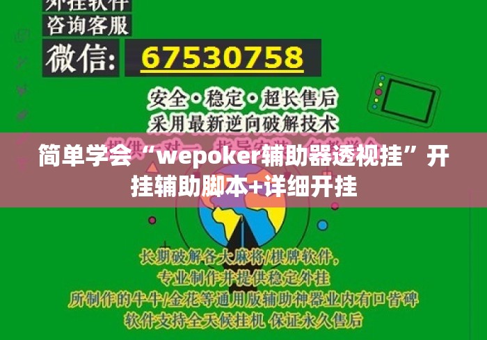 简单学会“wepoker辅助器透视挂”开挂辅助脚本+详细开挂