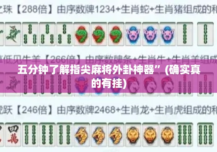 五分钟了解指尖麻将外卦神器”(确实真的有挂)