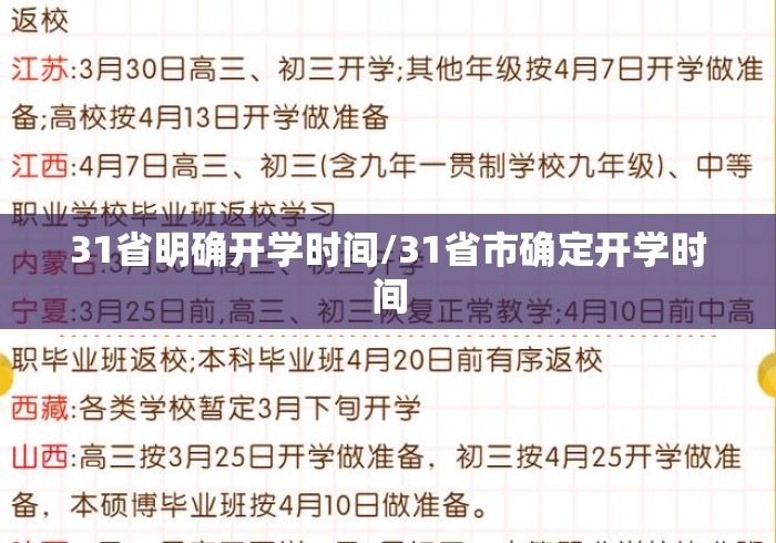 31省明确开学时间/31省市确定开学时间