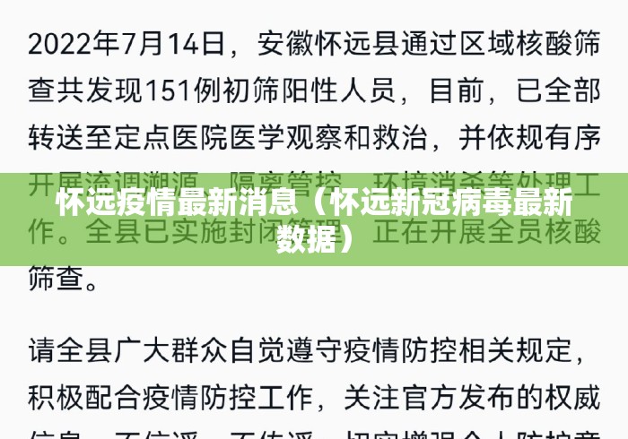 怀远疫情最新消息(怀远新冠病毒最新数据) 怀远疫情最新消息(怀远新冠病毒最新数据)