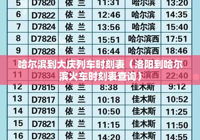 哈尔滨到大庆列车时刻表（洛阳到哈尔滨火车时刻表查询）