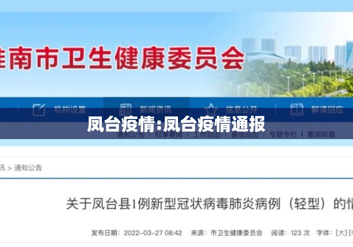 凤台疫情:凤台疫情通报