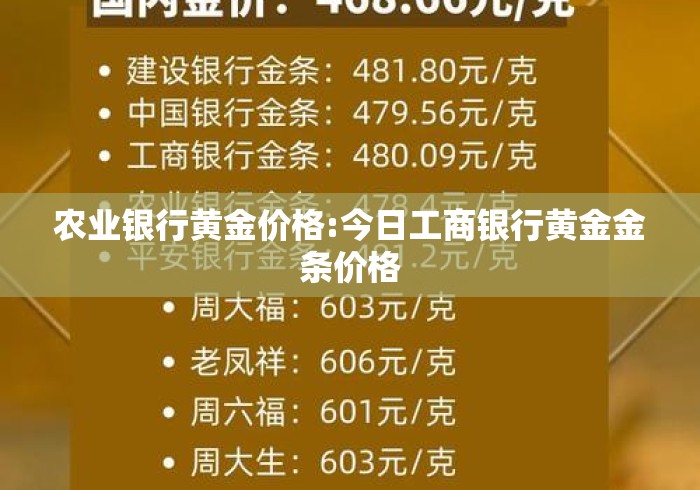 农业银行黄金价格:今日工商银行黄金金条价格