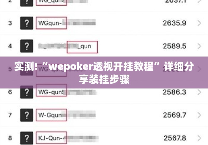 实测!“wepoker透视开挂教程”详细分享装挂步骤