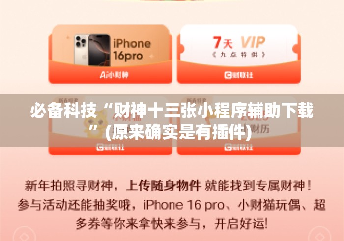 必备科技“财神十三张小程序辅助下载”(原来确实是有插件) 