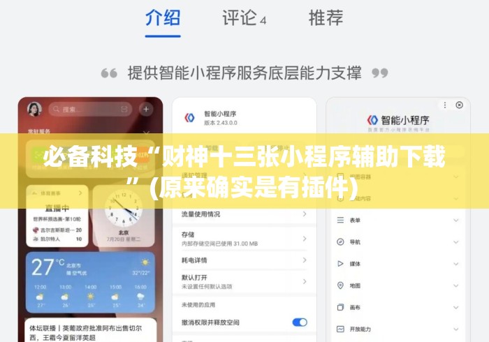 必备科技“财神十三张小程序辅助下载	”(原来确实是有插件) 