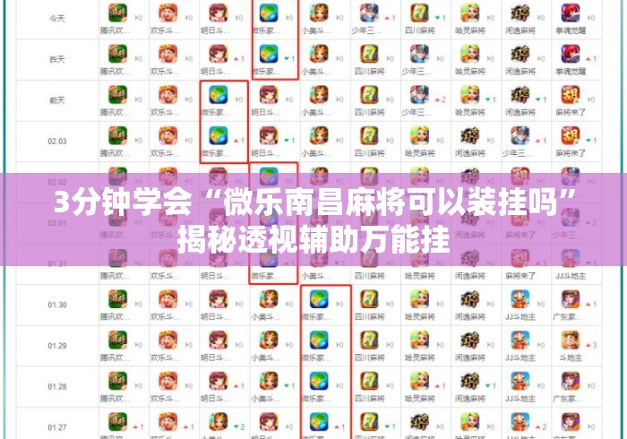3分钟学会“微乐南昌麻将可以装挂吗”揭秘透视辅助万能挂