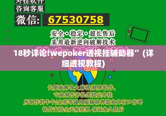 18秒详论!wepoker透视挂辅助器”(详细透视教程)