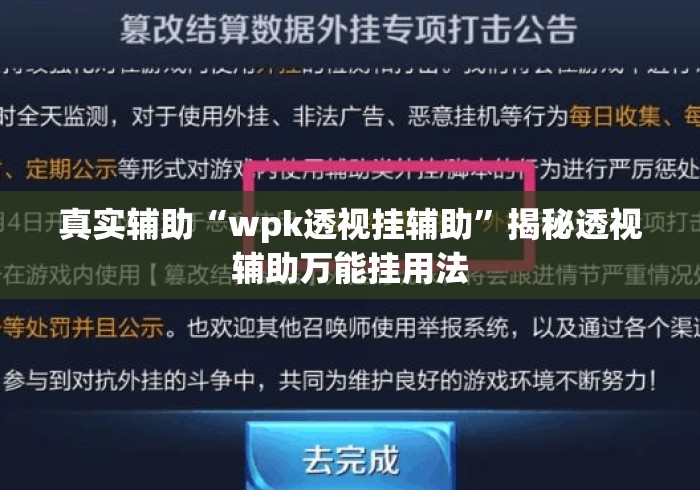 真实辅助“wpk透视挂辅助”揭秘透视辅助万能挂用法