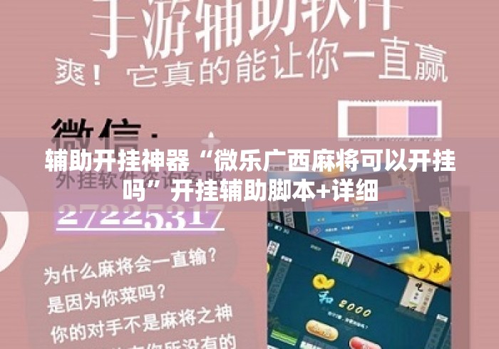 辅助开挂神器“微乐广西麻将可以开挂吗”开挂辅助脚本+详细