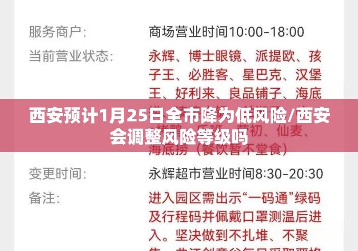 西安预计1月25日全市降为低风险/西安会调整风险等级吗