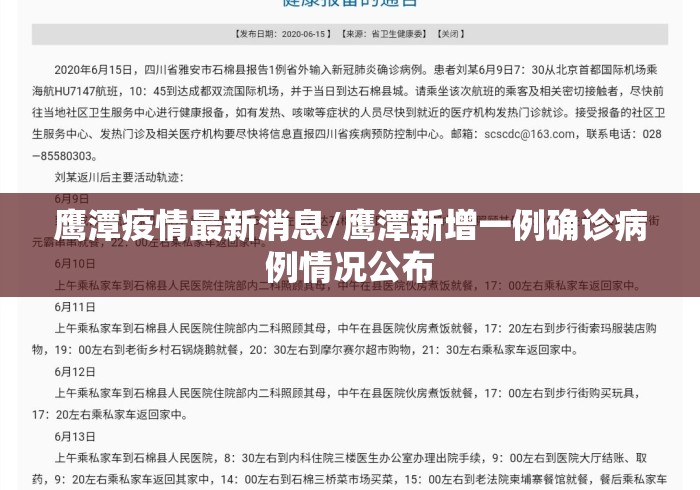 鹰潭疫情最新消息/鹰潭新增一例确诊病例情况公布