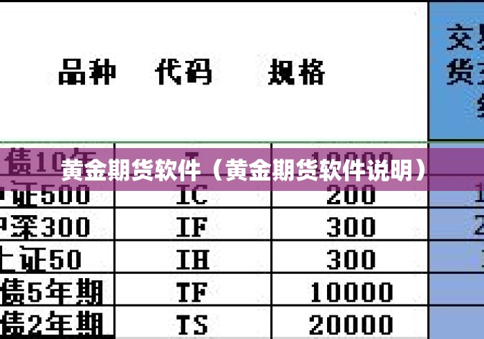 黄金期货软件（黄金期货软件说明）