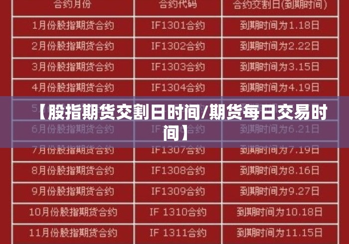 【股指期货交割日时间/期货每日交易时间】