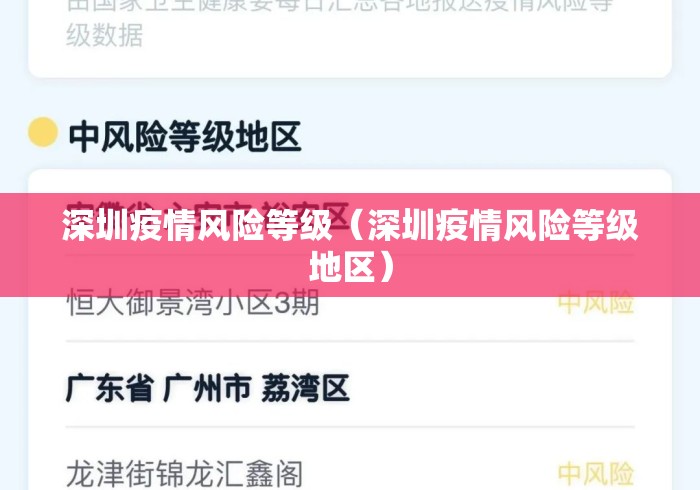 深圳疫情风险等级(深圳疫情风险等级地区) 深圳疫情风险等级(深圳疫情风险等级地区)