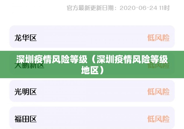 深圳疫情风险等级(深圳疫情风险等级地区) 深圳疫情风险等级(深圳疫情风险等级地区)